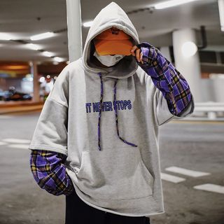 Yergo Couple Matching Mock Two Piece Plaid Panel Hoodie yergo kopen in de aanbieding Yergo Couple Matching Mock Two Piece Plaid Panel Hoodie yergo kopen in de aanbieding