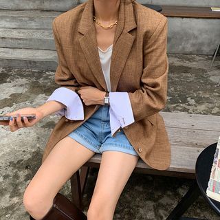 Rollup-Sleeve Single-Breasted Blazer