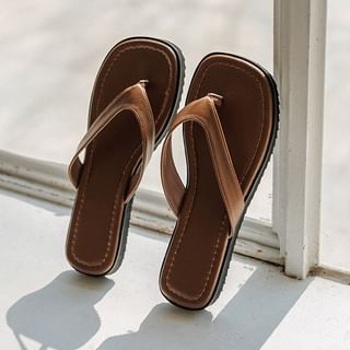 Square-Toe Thong Sandals