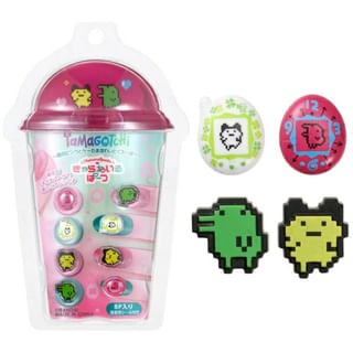 Bandai Tamagotchi Character Original Pink & White Tamagotchi & Clover Nail Art Parts 4 pcs x 2