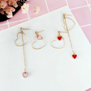 Siatra Heart Accent Asymmetric Drop Earrings siatra kopen in de aanbieding Siatra Heart Accent Asymmetric Drop Earrings siatra kopen in de aanbieding