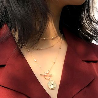 Seirios Alloy Coin Bead Layered Necklace seirios kopen in de aanbieding