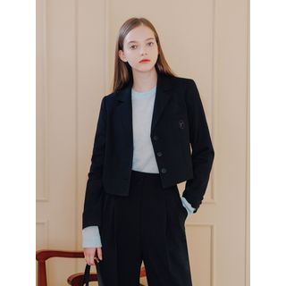 Logo-Embroidered Cropped Blazer