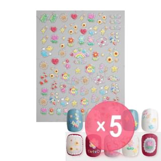 MEKO - Embossed Nail Stickers B 5pcs Bundle Set 1 pc x 5 pcs