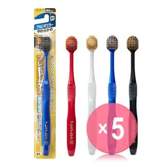 EBISU - Premium Care Toothbrush 7 Row Regular Soft No.81 5pcs Bundle Set 1 pc - Random Color x 5 pcs