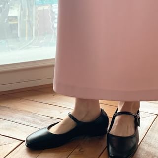 Square-Toe Mary Jane Flats