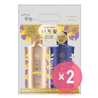 Kracie - Ichikami Damage Repiar & Color Care Shampoo & Conditioner Hair Set 2pcs Bundle Set 1 set x 2 pcs