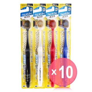 EBISU - Premium Care Toothbrush 7 Row Regular Medium 10pcs Bundle Set 1 pc - Random Color x 10 pcs