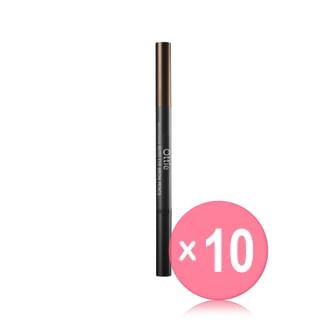 Ottie - Natural Drawing Auto Eye Brow Pencil - 5 Colors 10pcs Bundle Set #02 Dark Brown x 10 pcs