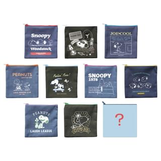 SNOOPY Secret Denim Like Flat Pouch (Blind Box) 1 pc (155x160mm) - Random from 10 Types