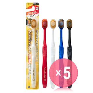 EBISU - Premium Care Toothbrush 6 Row Regular Normal No.62 5pcs Bundle Set 1 pc - Random Color x 5 pcs