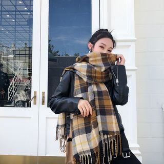 Winka Plaid Fringed Scarf winka kopen in de aanbieding