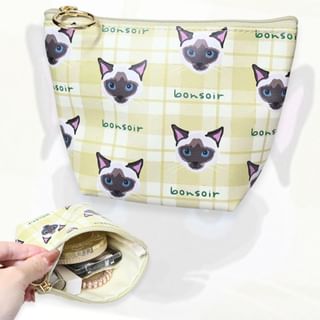 ouaf ouaf&miaou marche Siamese Cat Check Pattern Multipurpose Organizer Pouch 11×15cm