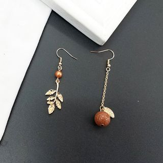 Scoria Non Matching Leaf Bead Dangle Earrings scoria kopen in de aanbieding Scoria Non Matching Leaf Bead Dangle Earrings scoria kopen in de aanbieding