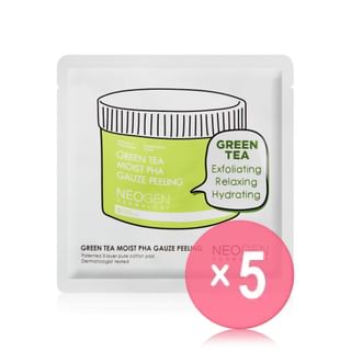 NEOGEN - Dermalogy Green Tea Moist PHA Gauze Peeling Sachet 5pcs Bundle Set 1 pad x 5 pcs