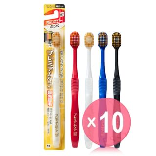 EBISU - Premium Care Toothbrush 6 Row Regular Normal No.62 10pcs Bundle Set 1 pc - Random Color x 10 pcs