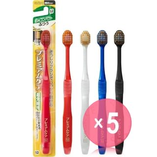 EBISU - Premium Care Toothbrush 6 Row Compact Normal No.52 5pcs Bundle Set 1 pc - Random Color x 5 pcs