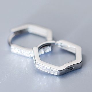 A Roch 925 Sterling Silver Rhinestone Hexagonal Hoop Earrings a roch kopen in de aanbieding A Roch 925 Sterling Silver Rhinestone Hexagonal Hoop Earrings a roch kopen in de aanbieding