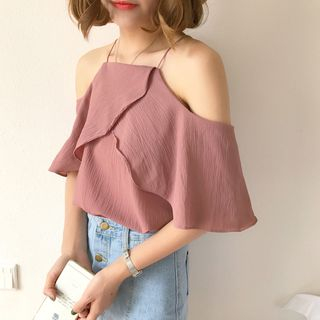 Monroll Cutout Shoulder Blouse monroll kopen in de aanbieding