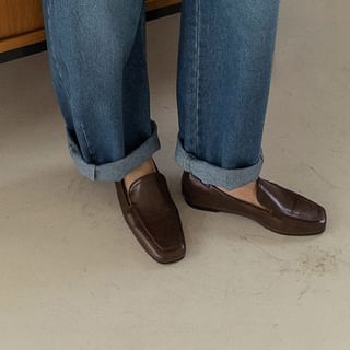 Square-Toe Pleather Loafers