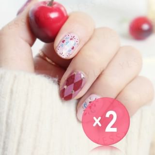 Lunacaca - Queen Of Hearts Nails Art Stickers 2pcs Bundle Set 24 pcs x 2 pcs