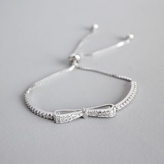Phoenoa 925 Sterling Silver Rhinestone Bow Bracelet One Size phoenoa kopen in de aanbieding