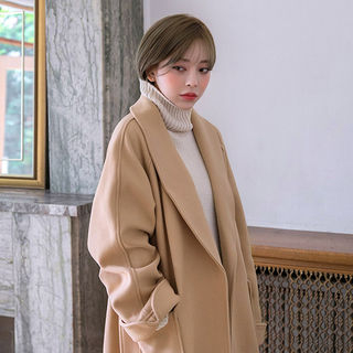 Chuu Shawl Collar Wrap Coat With Sash chuu kopen in de aanbieding