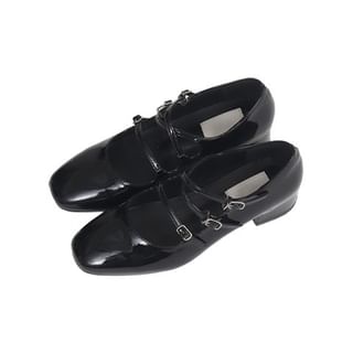 Buckled Patent Mary Jane Pumps