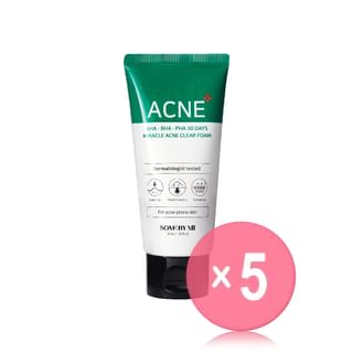 SOME BY MI - AHA,BHA,PHA 30 Days Miracle Acne Clear Foam Mini 5pcs Bundle Set 50ml x 5 pcs