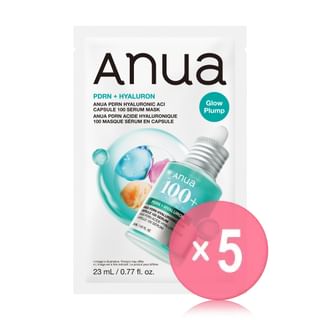 Anua - PDRN Hyaluronic Acid Capsule 100 Serum Mask 5pcs Bundle Set 2026 Version - 23ml x 1 sheet x 5 pcs