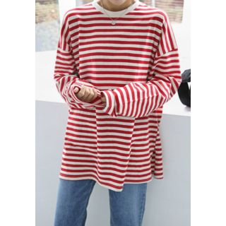 Merongshop Long Sleeve Oversized Striped T Shirt merongshop kopen in de aanbieding