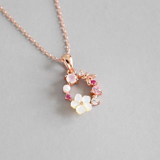 Phoenoa 925 Sterling Silver Rhinestone Hoop Pendant Necklace Rose Gold One Size phoenoa kopen in de aanbieding Phoenoa 925 Sterling Silver Rhinestone Hoop Pendant Necklace Rose Gold One Size phoenoa kopen in de aanbieding