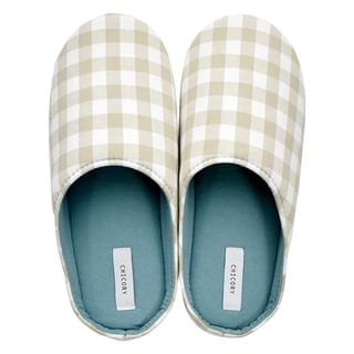 Chicory Checker Home Slippers Beige 1 pair