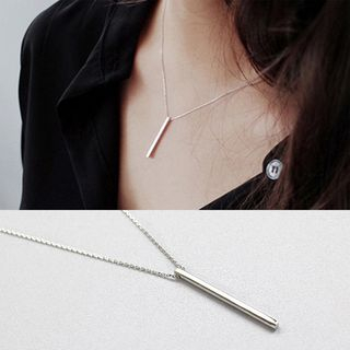 Phoenoa 925 Sterling Silver Bar Pendant Necklace Platinum One Size phoenoa kopen in de aanbieding