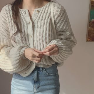 Thick Rib-Knit Cardigan
