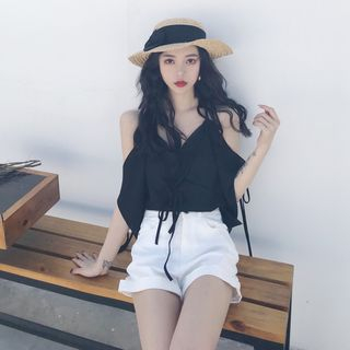 Autuna Cold Shoulder Chiffon Top autuna kopen in de aanbieding Autuna Cold Shoulder Chiffon Top autuna kopen in de aanbieding