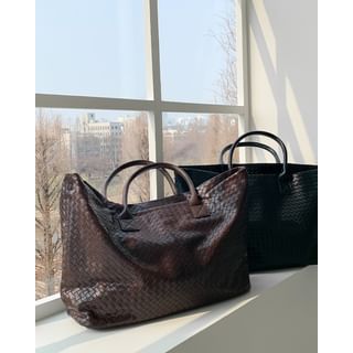 Woven Pleather Tote Bag