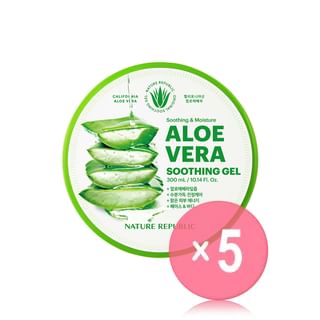 NATURE REPUBLIC - Soothing & Moisture Aloe Vera Soothing Gel 5pcs Bundle Set 2026 Version - 300ml x 5 pcs
