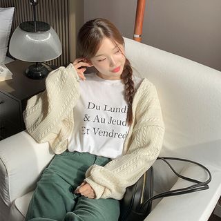 PLUS SIZE Cable-Knit Bolero Cardigan