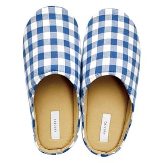 Chicory Checker Home Slippers Navy 1 pair