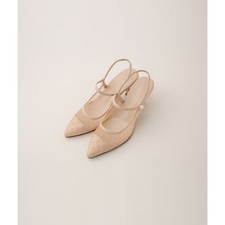 Dot Mesh Slingback Silettoes