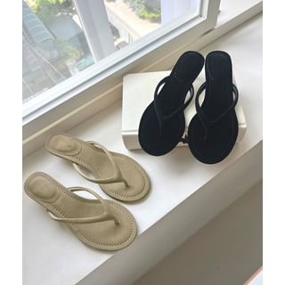 Kitten-Heel Suedette Thong Sandals