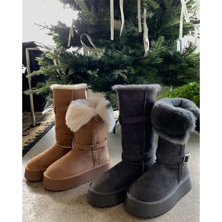 Belted Faux-Shearling Boots