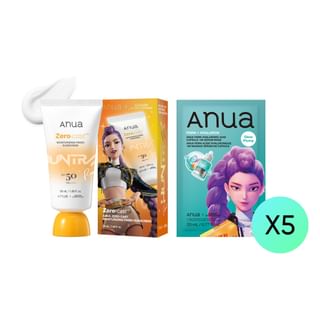 Anua - Bundle: Zero-Cast Moisturizing Finish Sunscreen Kpop Demon Hunters Collaboration + PDRN Hyaluronic Acid Capsule 100 Serum Mask Kpop Demon Hunters Collaboration 6 pcs