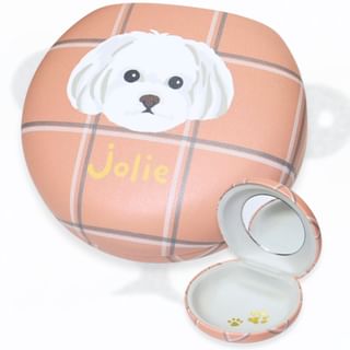 ouaf ouaf&miaou marche Maltese Dog Check Pattern Accessory Case with Mirror 7×8cm
