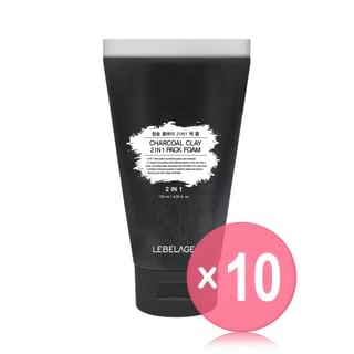 LEBELAGE - Clay 2 In 1 Pack Foam - 4 Types 10pcs Bundle Set Charcoal x 10 pcs
