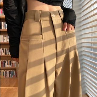 High Waist Plain Wide Leg Suit Pants (Various Designs)