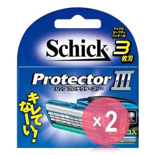 Schick Japan - Protector 3 Razor Blade Refill 2pcs Bundle Set 4 pcs x 2 pcs